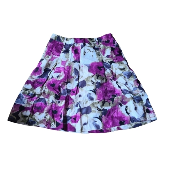 EA  Eric Alexandre white black purple floral mid length flared skirt SUPER CUTE - Picture 7 of 9